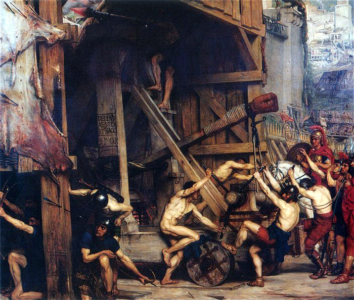 Catapulta, by Edward Poynter (1868). Siege engines such as this were employed by the Roman army during the siege.