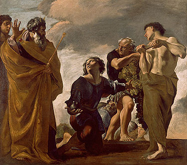 Moses and the Messengers from Canaan, painting by Giovanni Lanfranco - 1621 